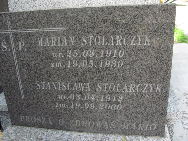 Stanisława STOLARCZYK 1912 Bochnia - Grobonet - Wyszukiwarka osób pochowanych